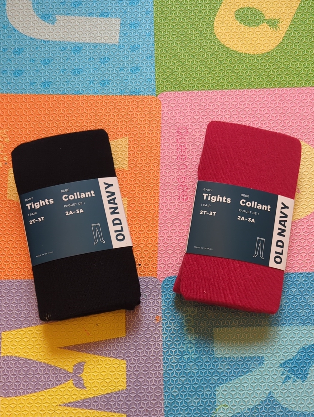 BNIB Set Of Old Navy Toddler Tights - Black and Red